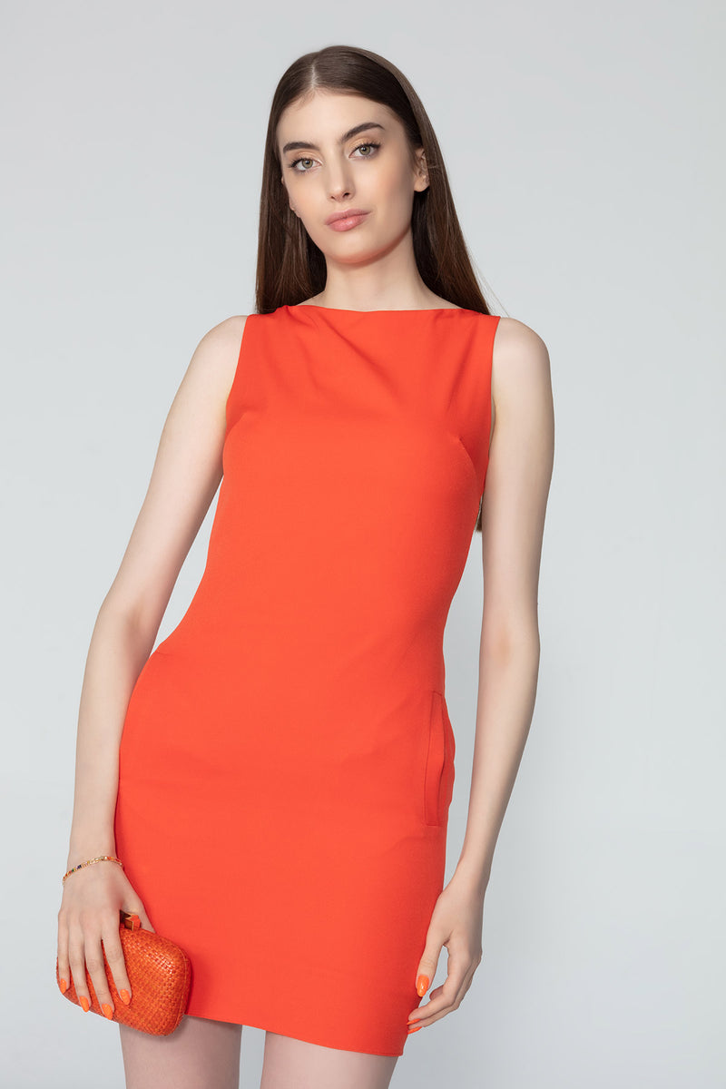 Orange Mini Dress With Back Decollete – Barrus